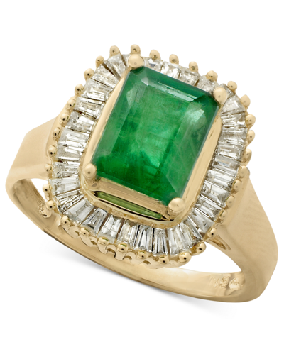 Shop Effy Collection Brasilica By Effy Emerald (1-3/8 Ct. T.w.) And Diamond (1/2 Ct. T.w.) Ring In 14k Yellow Gold Or 14k In Emerald,yellow Gold