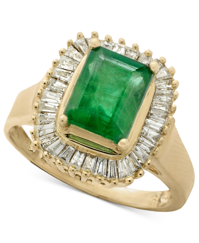 Effy Collection Brasilica By Effy Emerald (1-3/8 Ct. T.w.) And Diamond (1/2 Ct. T.w.) Ring In 14k Yellow Gold Or 14k In Emerald,yellow Gold