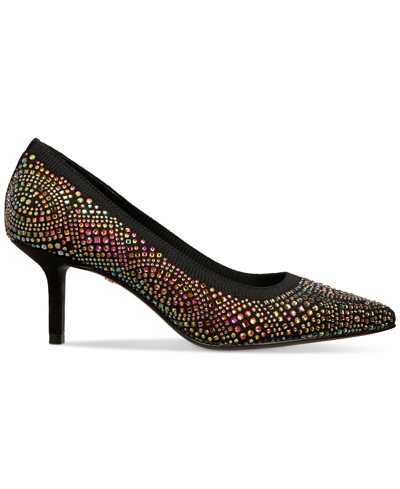 Shop Thalia Sodi Women's Heathere Slip-on Pointed-toe Mid-heel Pumps In Black Flyknit