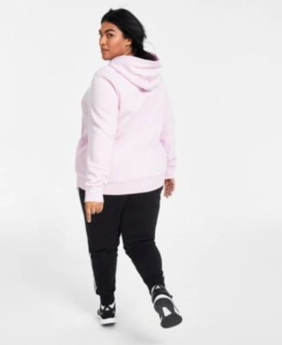 Shop Adidas Originals Plus Size Fleece Hoodie 3 Stripe Fleece Jogger Pants In Clear Pink