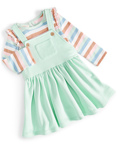 Shop First Impressions Baby Girls Stripe Shirt And Skirtall, 2 Piece Set, Created For Macy's In Fuzzy Green