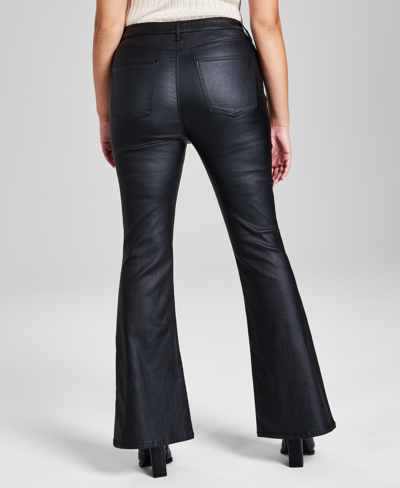 Shop And Now This Women's High Rise Coated Flare Jeans, Created For Macy's In Black