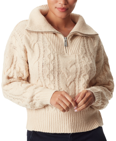 Shop Sam Edelman Women's Jorden Quarter-zip Cable-knit Sweater In Gardenia