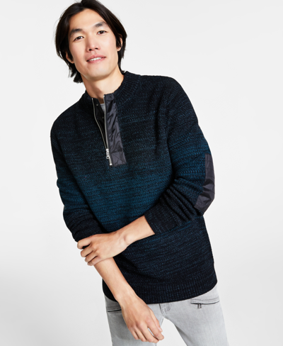 Shop Inc International Concepts Men's Regular-fit Space-dyed 1/4-zip Mock Neck Sweater, Created For Macy's In Dark Kale