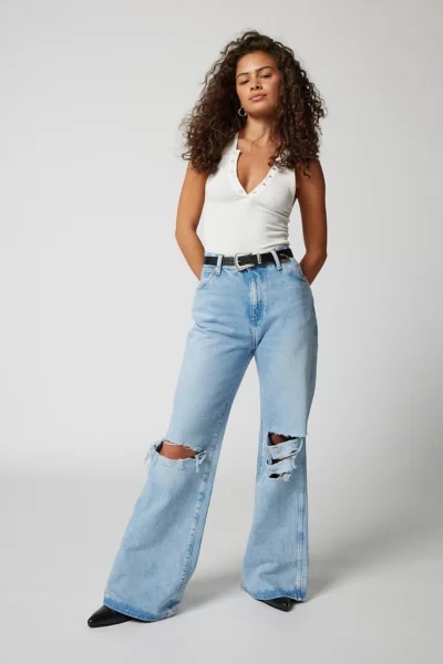 Shop Wrangler Bonnie Loose Flare Jean - Bad Intentions In Light Blue, Women's At Urban Outfitters