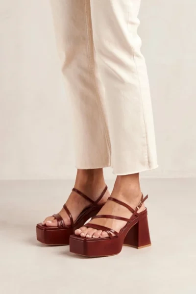 Shop Svegan Talina Vegan Leather Platform Sandal In Umber Brown, Women's At Urban Outfitters