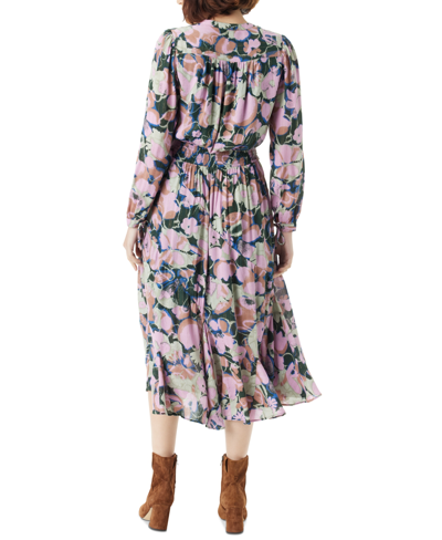 Shop Sam Edelman Women's Izzie Blouson-sleeve Midi Dress In Darkest Spruce- Washed Blooms
