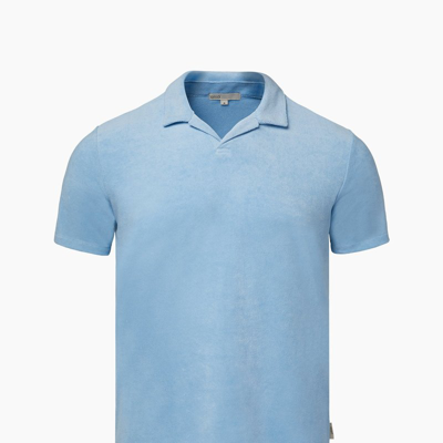 Shop Onia Towel Terry Johnny Collar Polo In Blue