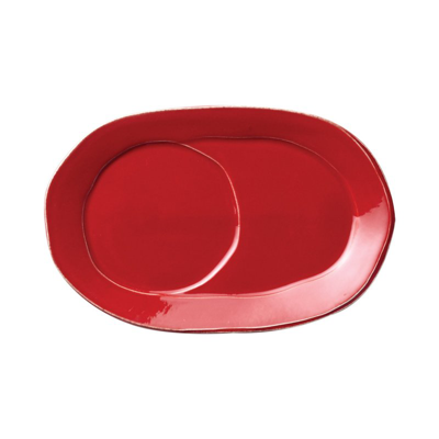Shop Vietri Lastra Oval Tray In Red