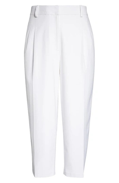 Halogen Pleated Crop Wide Leg Trousers In Bright White