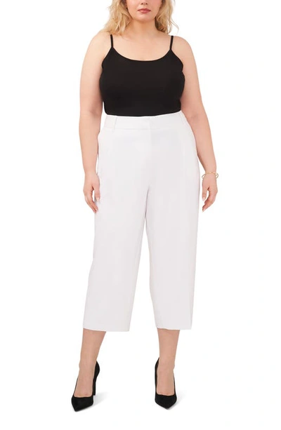 Halogen Pleated Crop Wide Leg Trousers In Bright White