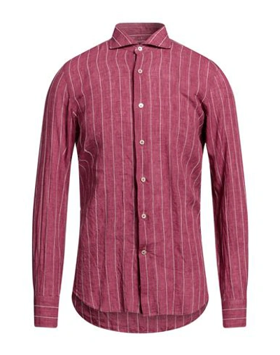Shop Alessandro Gherardi Man Shirt Garnet Size 15 ¾ Linen In Red