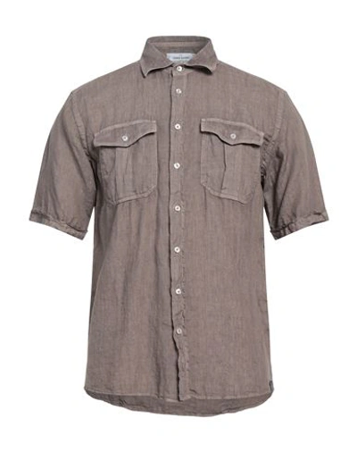 Shop Gran Sasso Man Shirt Khaki Size 36 Linen In Beige