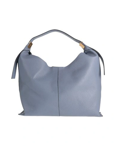 Shop Gianni Chiarini Woman Shoulder Bag Slate Blue Size - Soft Leather