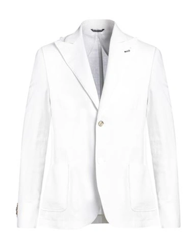 Shop Grey Daniele Alessandrini Man Blazer White Size 34 Linen