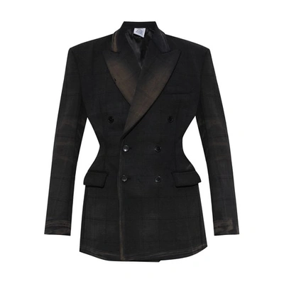 Shop Vetements Double-breasted Blazer In Washed_black_check