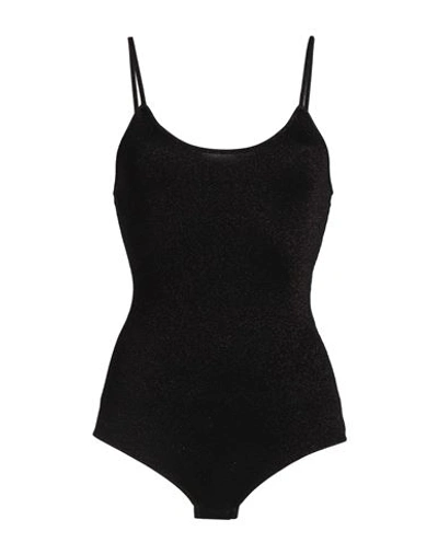 Shop Stella Mccartney Woman Bodysuit Black Size 10-12 Cotton, Viscose, Metallic Fiber