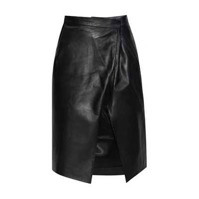 Shop Vetements Asymmetric Leather Skirt In Black