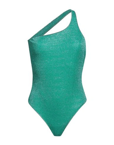 Shop Oseree Oséree Woman One-piece Swimsuit Emerald Green Size L Polyamide, Metallic Fiber