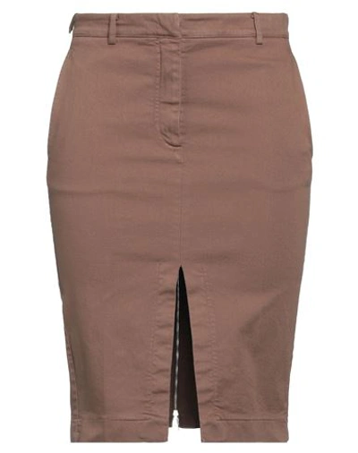 Shop N°21 Woman Midi Skirt Light Brown Size 8 Cotton, Elastane In Beige