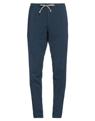Shop Fradi Man Pants Navy Blue Size 40 Cotton, Elastane