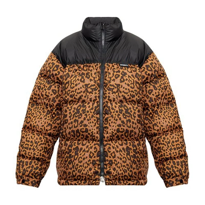 Shop Vetements Down Jacket With Animal Motif In Leopard