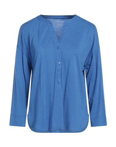 Shop Majestic Filatures Woman T-shirt Blue Size 2 Lyocell, Cotton