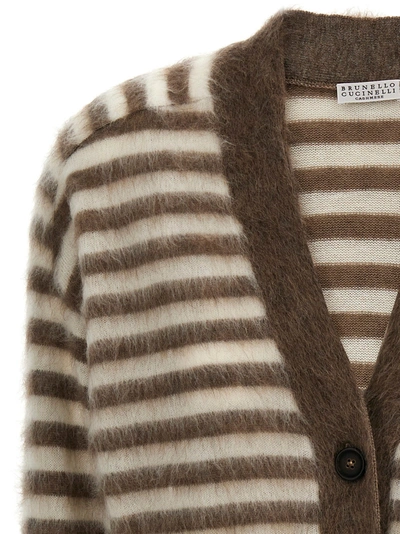 Shop Brunello Cucinelli Striped Cardigan Sweater, Cardigans Multicolor