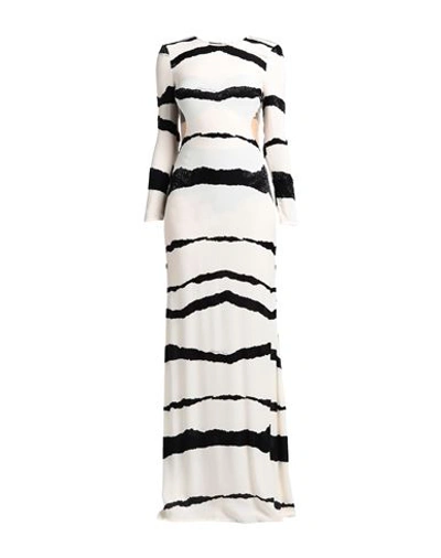 Shop Elisabetta Franchi Woman Maxi Dress Ivory Size 4 Viscose, Polyamide, Glass In White
