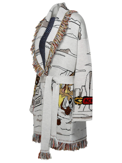 Shop Alanui Race To The South Pole Grey Virgin Wool Cardigan In Multicolor