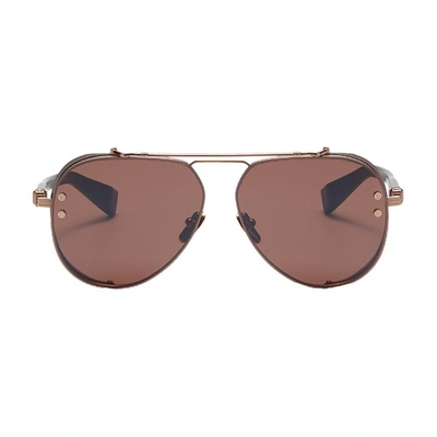 Shop Balmain De Soleil Capitaine Sunglasses In Brown