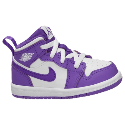 Shop Jordan Girls  Aj 1 Mid In White/purple Venom