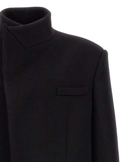 Shop Balmain Single-breasted Long Coat In Black