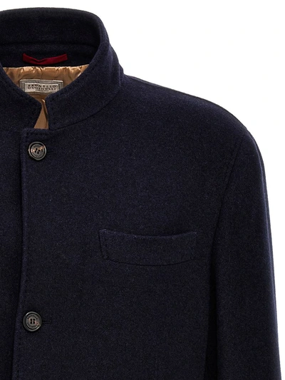 Shop Brunello Cucinelli Single-breasted Cashmere Jacket In Blue