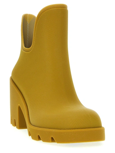 Burberry Woman Ankle Boots Mustard Size 8 Rubber In Yellow