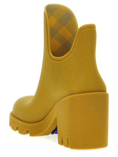 Burberry Woman Ankle Boots Mustard Size 8 Rubber In Yellow