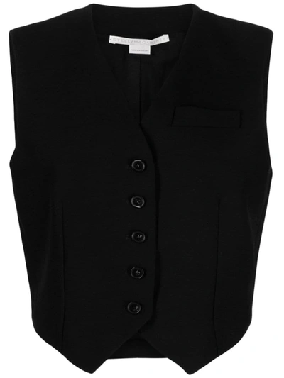 Shop Stella Mccartney Wool Cropped Vest In Black