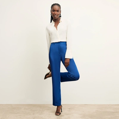 Shop M.m.lafleur The Smith Pant - Everyday Satin In Sapphire