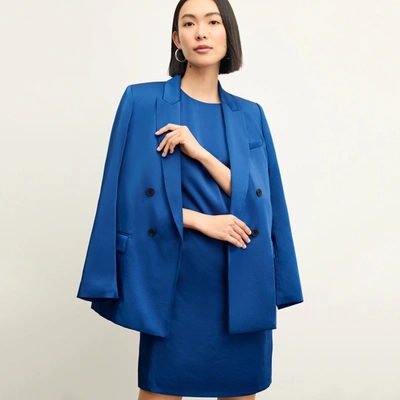 Shop M.m.lafleur The O'hara Jacket - Everyday Satin In Sapphire