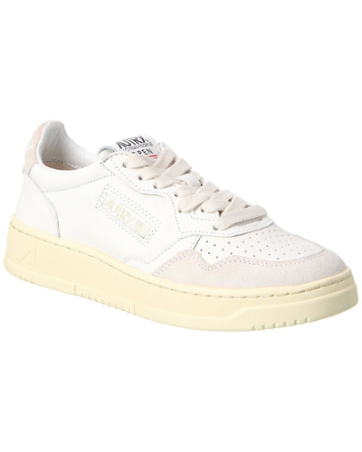Shop Autry Open Leather & Suede Sneaker In White