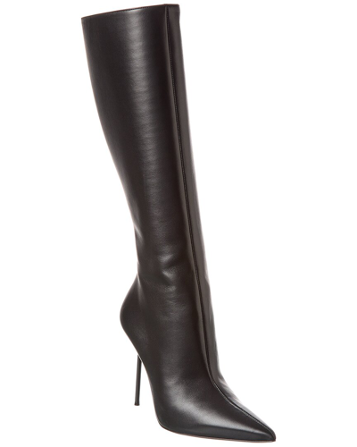Shop Paris Texas Lidia Leather Knee-high Boot In Black