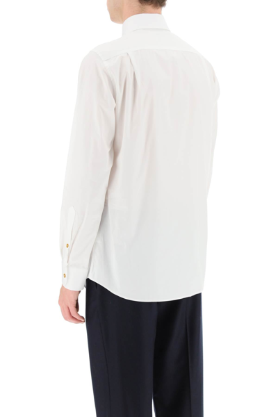 Shop Vivienne Westwood Poplin Shirt With Button-down Collar And Orb Embroidery Men In White