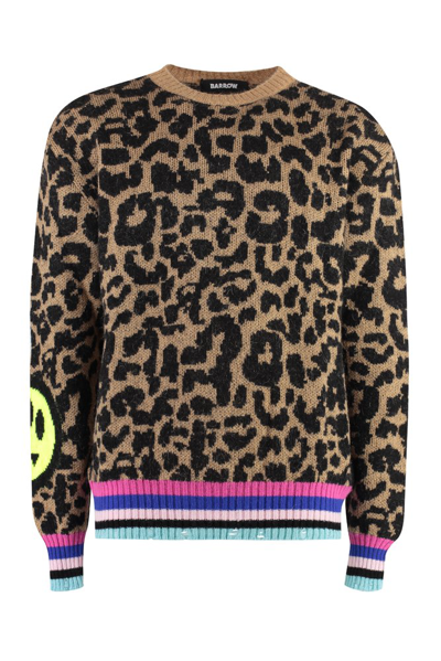 Shop Barrow Leopard Motif Knitted Jumper In Multi