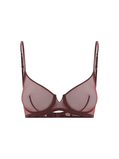 Shop Exilia Structured Cups Semi Sheer Bralette In Red