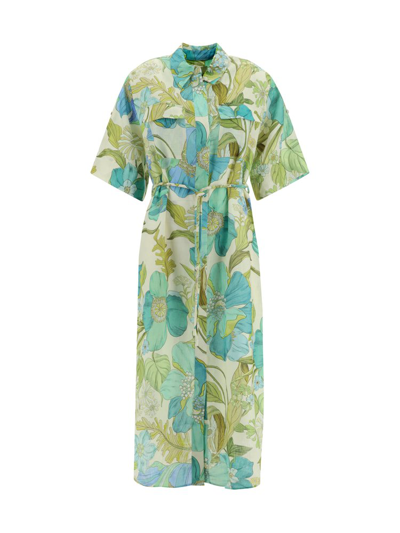 Shop Alemais Janis Floral Printed Belted Shirtdress In Multi