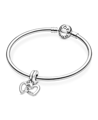 Pandora Cubic Zirconia Linked Sister Hearts Split Dangle Charm In Clear