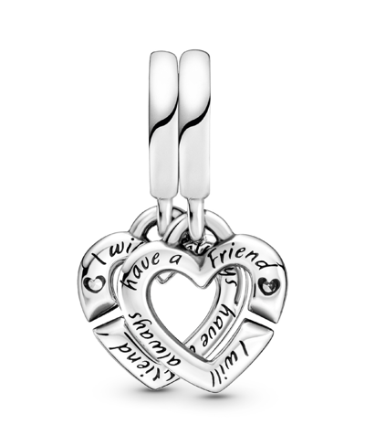 Pandora Cubic Zirconia Linked Sister Hearts Split Dangle Charm In Clear