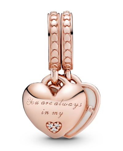 Pandora Cubic Zirconia You're Always In My Heart Split Dangle Charm In Rose Gold