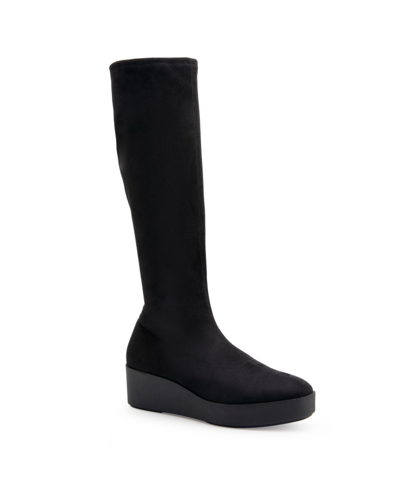 Shop Aerosoles Cecina Boot-casual Boot-tall-wedge In Black Faux Suede