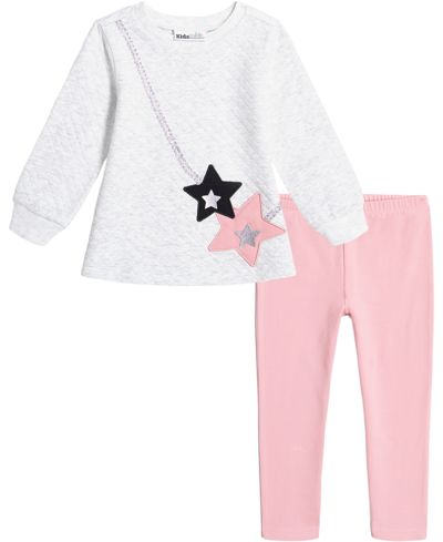 Shop Kids Headquarters Baby Girls Quilted A-line Tunic And Solid Stretch Leggings, 2-piece Set In Gray Heather